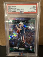 2024 PANINI PRIZM FIREWORKS GREEN ICE #22 DRAKE MAYE ROOKIE RC PSA 10