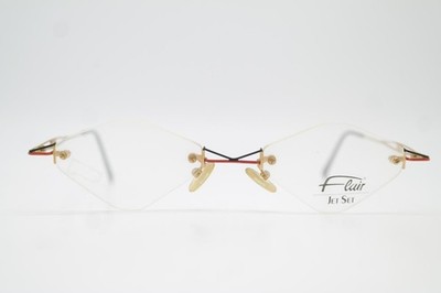 Vintage Flair JET SET 628 Frameless Glasses Metal Frame Black Copper Gold