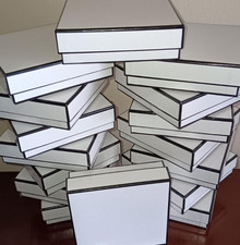 84 New Glossy White 3 Inch Gift Boxes with Black Trim, Jewelry Cardboard Box
