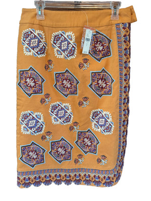 NWT Anthropologie Krissy Embroidered Pencil Skirt Sz 8 womens multicolor floral