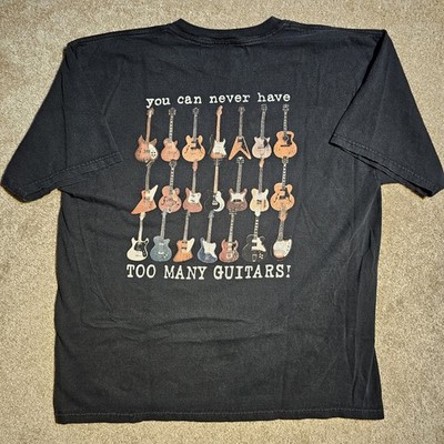 Vintage Y2k Can Never Have Too many Guitars Mens XL T-shirt Black Faded Mallcore
