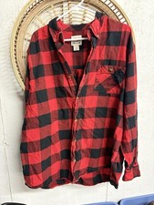 Field Stream Flannel Shirt Men s 2XL Red Black Buffalo Plaid Button Down