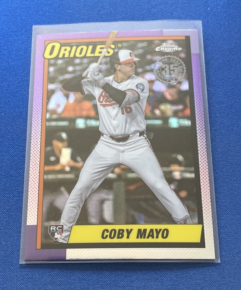 2025 Topps Chrome 1990 Topps #90CB-17 Coby Mayo RC Baltimore Orioles