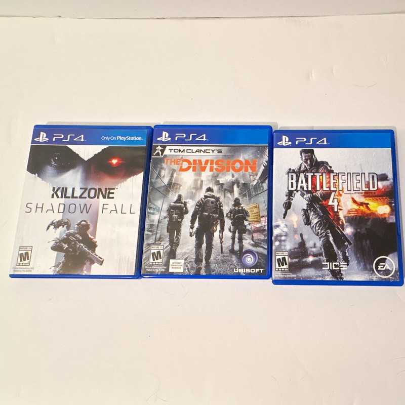 PlayStation PS4 Game Lot: Killzone Shadow Fall + Division + BF4 Cases