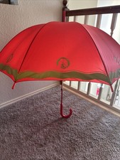 Rare 80  s Est e Lauder Red Gold Winter Wonder Canopy XL Promo Cane Umbrella