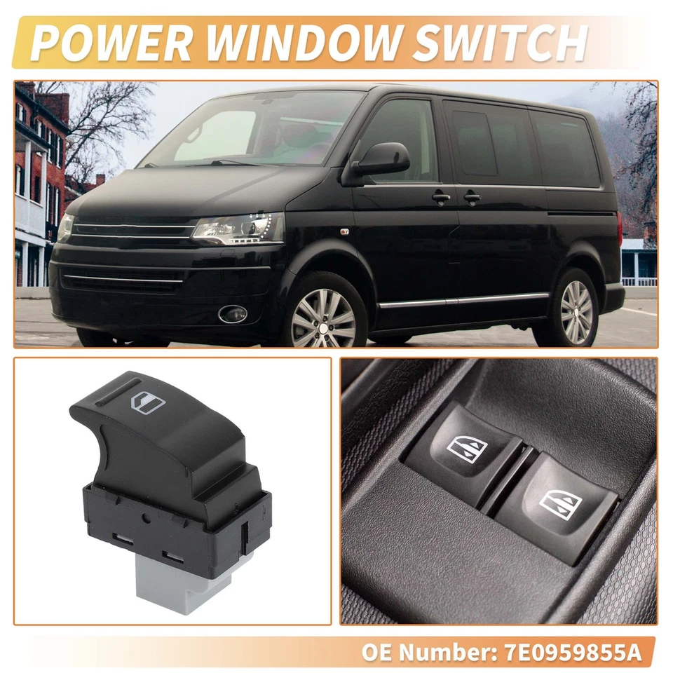 Front Left Power Window Switch for Volkswagen Transporter Multivan 7E0959855A Foto 2 de 4