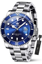 OLEVS Men’s 41mm Blue Dial Quartz Watch Stainless Steel Date 30M