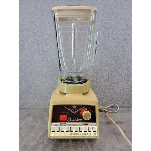 Vintage Osterizer Imperial Pulse-Matic 10 Blender Cream Glass Jar MCM USA Made