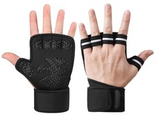 Weight Lifting Gloves Workout for Men Women, Wrist Large, Black+White