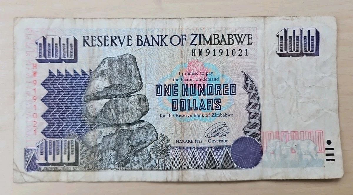 外国旧货币 Z$ 100 面额津巴布韦纸币| eBay