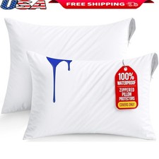 Waterproof Zippered Pillow Protectors 20x26 inches Bed Bug Proof Easy Care New
