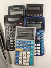 Lot of 5 Texas Instruments  Calculators and Assorted Covers Parts Only