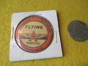 ORIGINAL 1950/60'S FLYING A GASOLINE OIL  1 1/2 INCH BUTTON