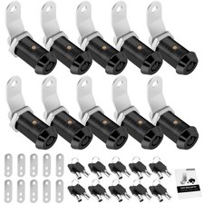 10 Pack Cabinet Lock with Keys, 1-1/8" RV Storage 1-1/8 Inch, Black -10