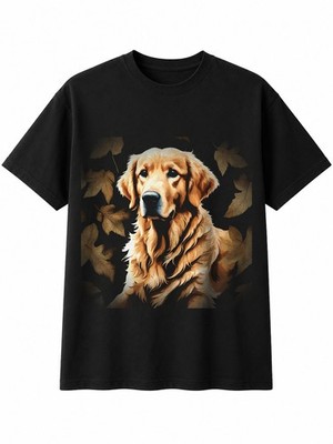 Golden Retriever Torn Paper Botanical Mens T-Shirt Dog Lover Puppy Owner Canine