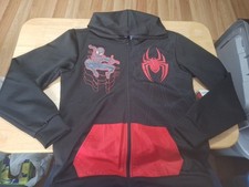 New Marvel Spider-Man Boys Pockets Black Red Active Zip Up Hoodie Size 14/16