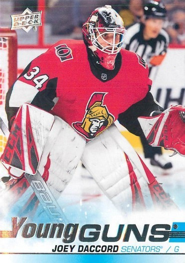 2019-20 Upper Deck Hockey Joey Daccord Young Guns Rookie Card Senators #477