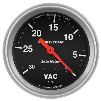AutoMeter 3484 Sport-Comp Mechanisches Unterdruck-Vakuum-Messgerät