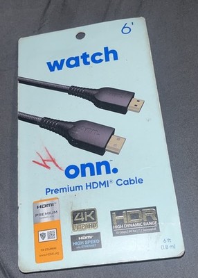 Watch onn Premium HDMI Cable 6' ft Optimized for 4K video 7.2 Surround Sound NEW