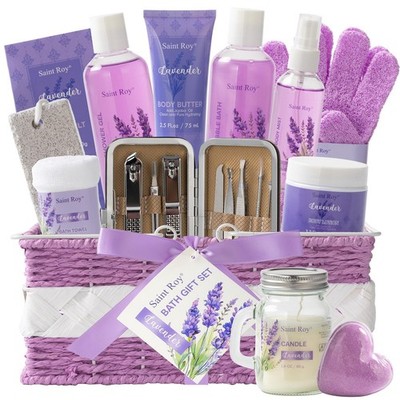 21Pcs Spa Gift Set Bath and Body Gift Basket Set Care Kit, Lavender Bath and ...