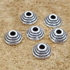 6 Sterling Silver Swirl Bead Caps 7mm 925 Silver Flower Cap Bracelet Spacer