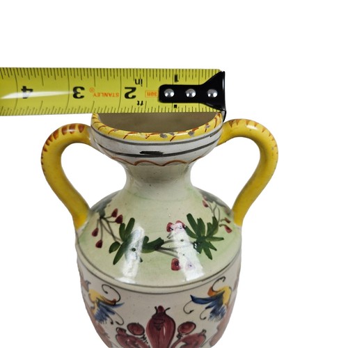 Vintage Handpainted Italian Urn Vase Fleur-de-lis Dragon Bird Terra Cotta - Picture 18 of 18