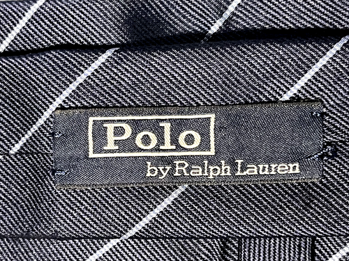 Polo Ralph Lauren Mens Tie Silk Navy White Stripe Italy Designer - Picture 3 of 7