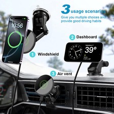 US Magnetic Wireless Car Charger Air Vent Holder For iPhone Air 17e 16 Pro 15 14