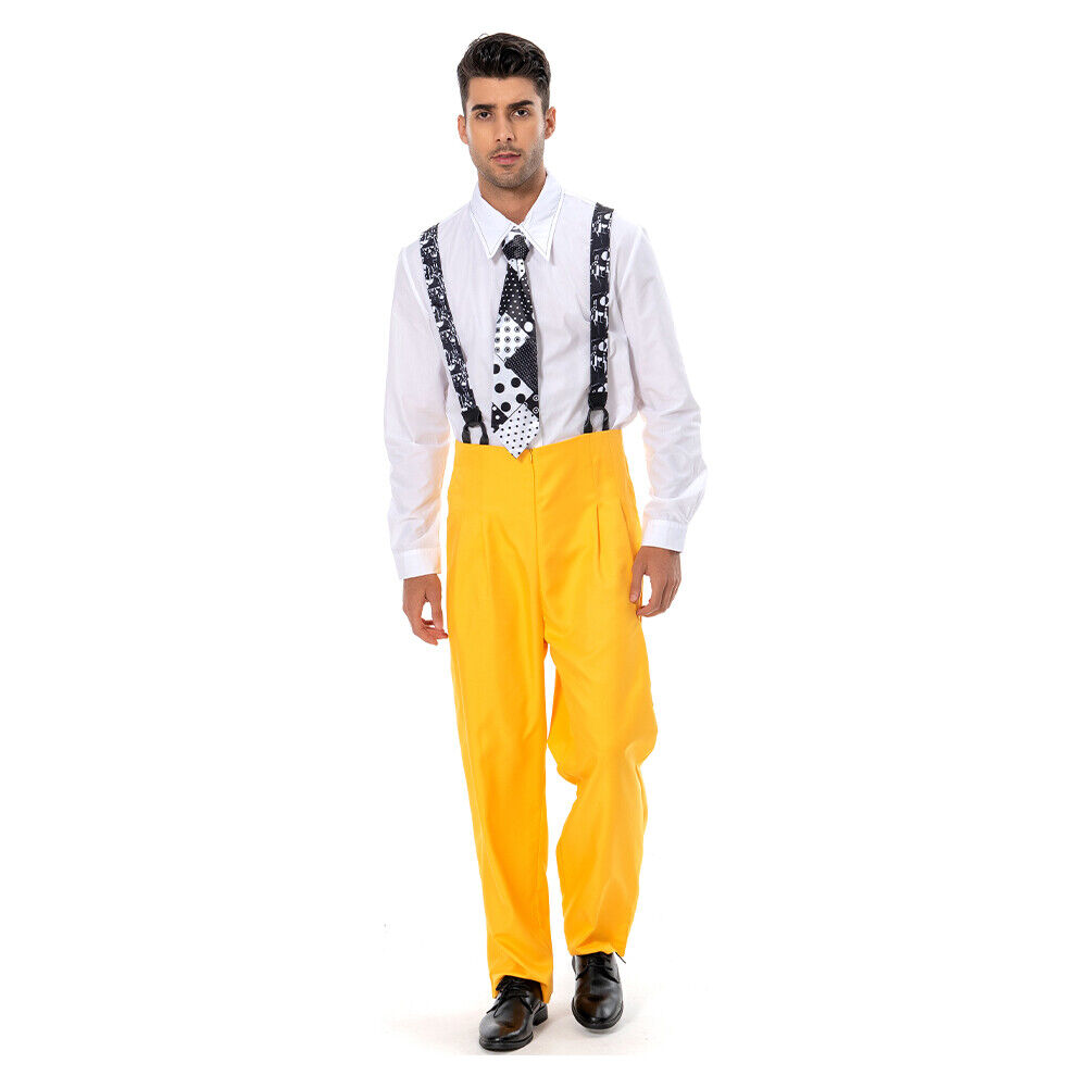 The Mask Jim Carrey Yellow Suit Cosplay Costume Men Uniform