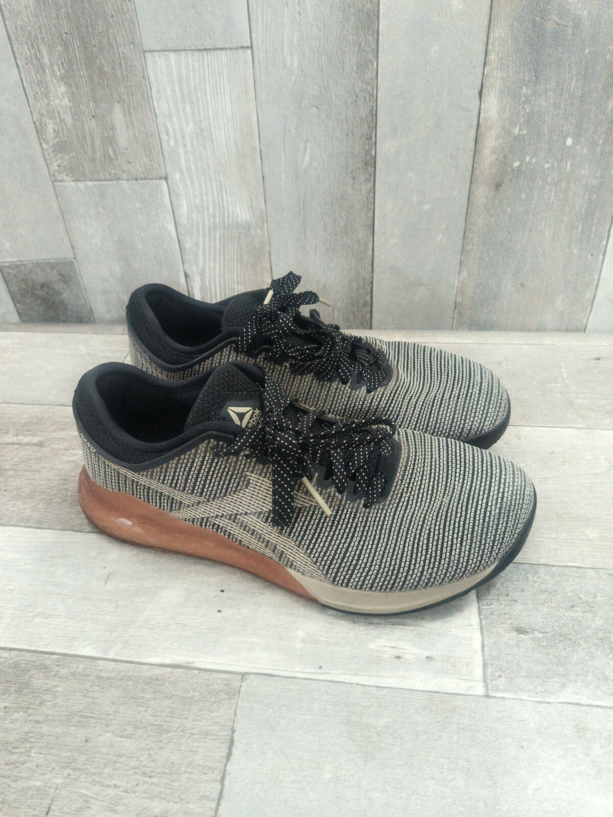 Reebok Crossfit Nano 9 DV9121 Black Sand Gum Low Top Sneakers Size 10 Excellent