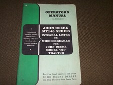 John Deere MT140 Integral Lister Middlebreaker Operators Manual Model MT Tractor