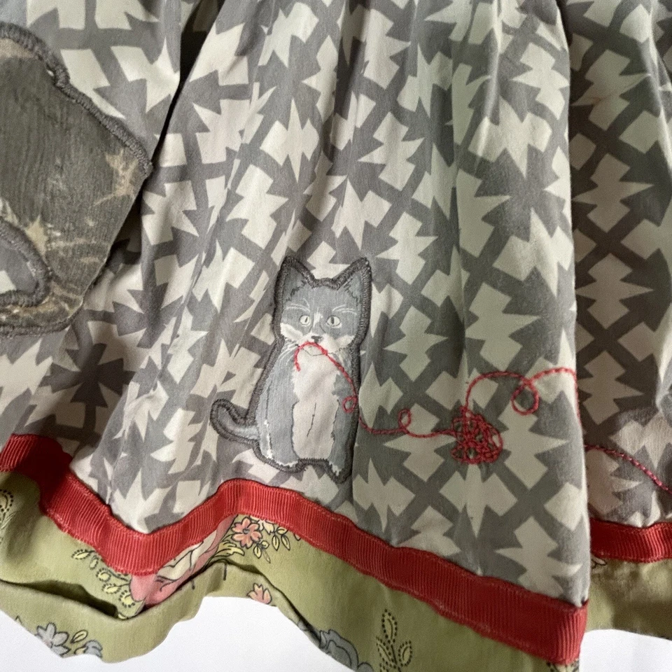 Matilda Jane Short Skirt Girl's 4 Grey Cat Embroidered Pull On Elastic Waist - Image 3 of 4