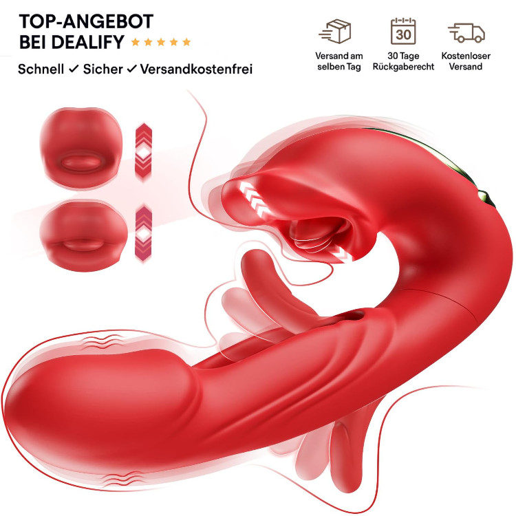 Klitoral Vibrator mit 5 Zungenlecken | 7 Schlagmodi | G-Punkt Stimulation Klitoral Vibrator mit 5 Zungenlecken | 7 Schlagmodi | G-Punkt Stimulation