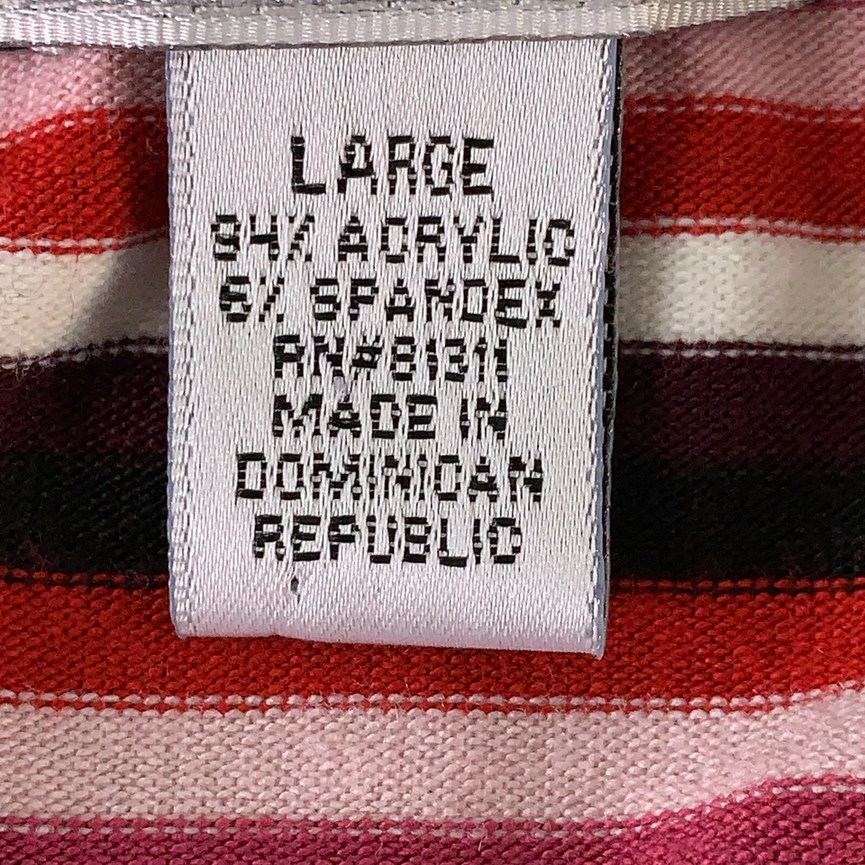 Camiseta Pullover LEI Juniors Talla Grande Colorida Roja Rayas Manga Larga Cuello en V Foto 4 de 4