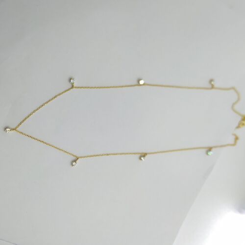 1.30CT Solitaire Moissanite Round Station Necklace 14K Yellow Gold Plated Silver - Picture 9 of 15