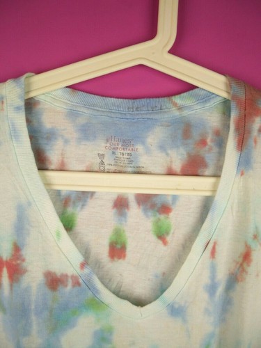VINTAGE Tie-Dye Mens Womens Pastel Green Oversize 90s T-Shirt Tee Top L XL 20 18 - Picture 4 of 12