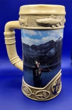 1996 Vintage 8" Original Coors Brewing Beer Stein "Fly Fishing" #53242 Thailand