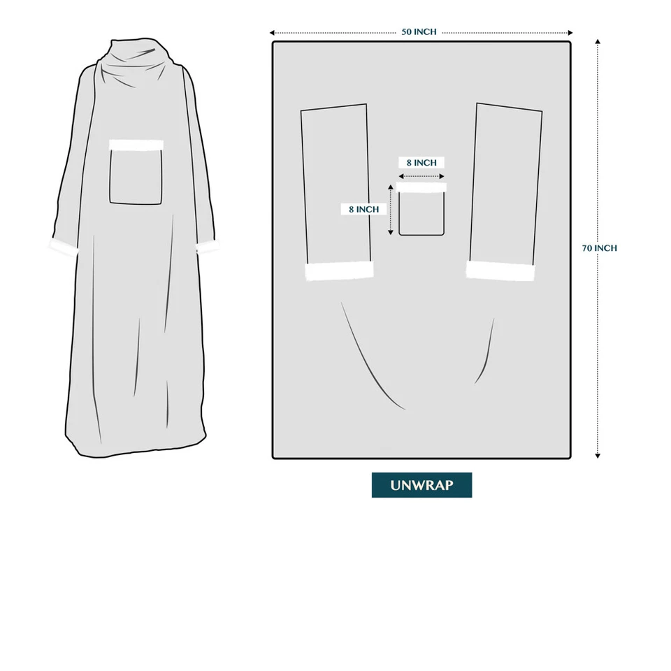 Fleece Blanket with Sleeves and Front Pocket Robe Wearable TV Blanket Gift Adult - Image 4 of 4