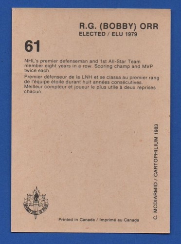 1983 (1985) CARTOPHILIUM HOCKEY HALL OF FAME HOF CARD 1-240 & PROMO SEE LIST - Picture 126 of 488