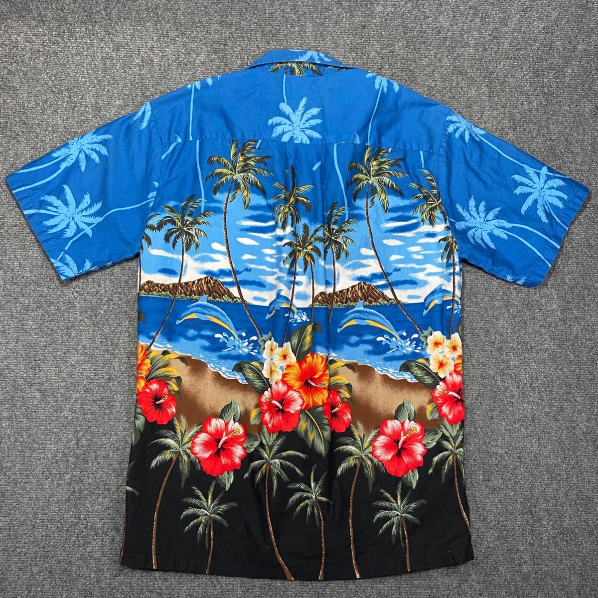 ☆New Era☆ LIGHTERA Palm Tree T-Shirt Hawaiian Blue 1467979 Palmwave Hawaii Shirt Mens Medium Blue Island Tropical Aloha