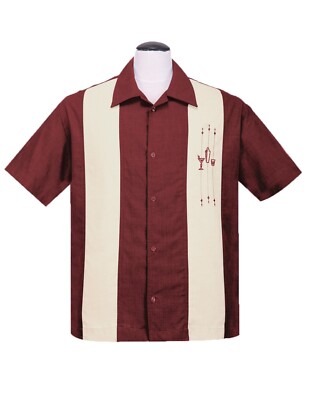 Steady Clothing The Shake Down Martini 50s Rockabilly Bowling Shirt ST35369-RUCR