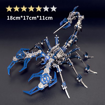 Blue Scorpion King 3D Puzzle Metal Mechanical Insect Assembly By