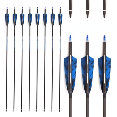 12pcs ID6.2MM Archery Pure Carbon Arrows Spine 250-800 32inch 4inch Feather