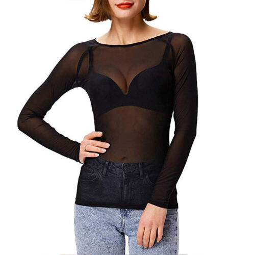 Womens Sexy See Through T Shirt Tops See Through Evening Party Clubwear Blouse - Picture 5 of 18
