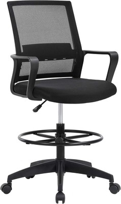 Drafting Chair Tall Office Chair Adjustable Height with Lumbar Support Arms Mid