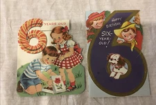 Vintage 1940 1950s 2Birthday Cards For 6 Year Old Child Used Norcross