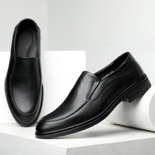 Men Pu Leather Pointed Toe Slip On Loafers Business Casual Party Dress Shoes