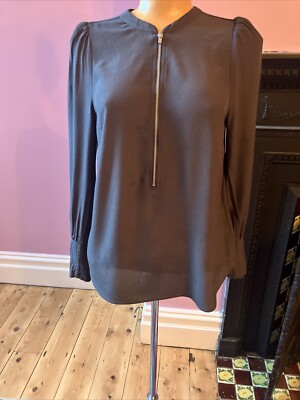 SALE ⭐️ Mint Velvet • Grey Zip Front Top Blouse Shirt Puff