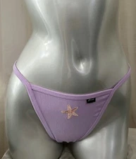 Nwt PINK Victorias Secret Ribbed High Leg String Bikini Panty Purple Petal S