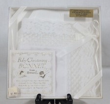 1989 ROMAN KEEPSAKE BABY CHRISTENING BONNET  WEDDING HANKY FOR BRIDE NEW IN BOX